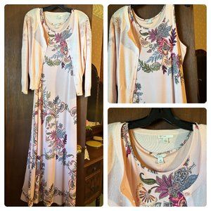 Est. 1946 maxi dress size M and matching sweater, size L in peach.